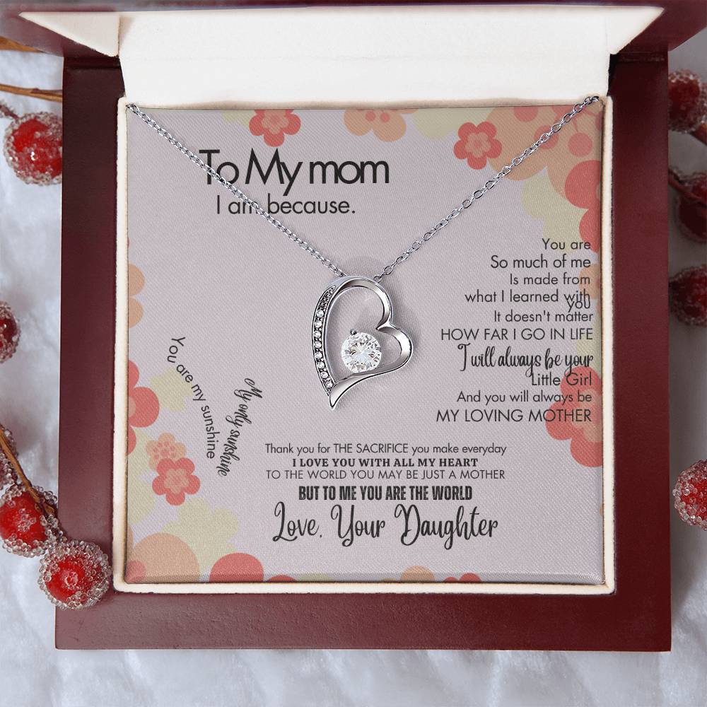 To My Mom - Forever Love Necklace + Sweet Devotion Flower Bouquet Bundle