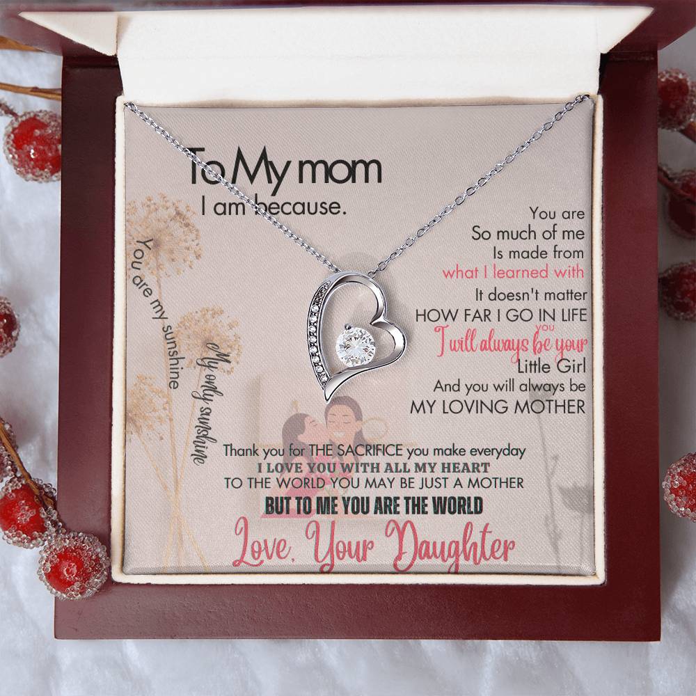 To My Mom - Forever Love Necklace + Sweet Devotion Flower Bouquet Bundle