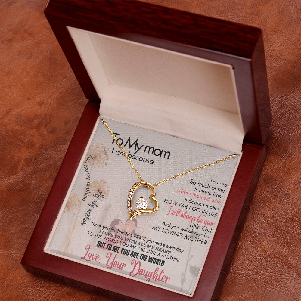 To My Mom - Forever Love Necklace + Sweet Devotion Flower Bouquet Bundle