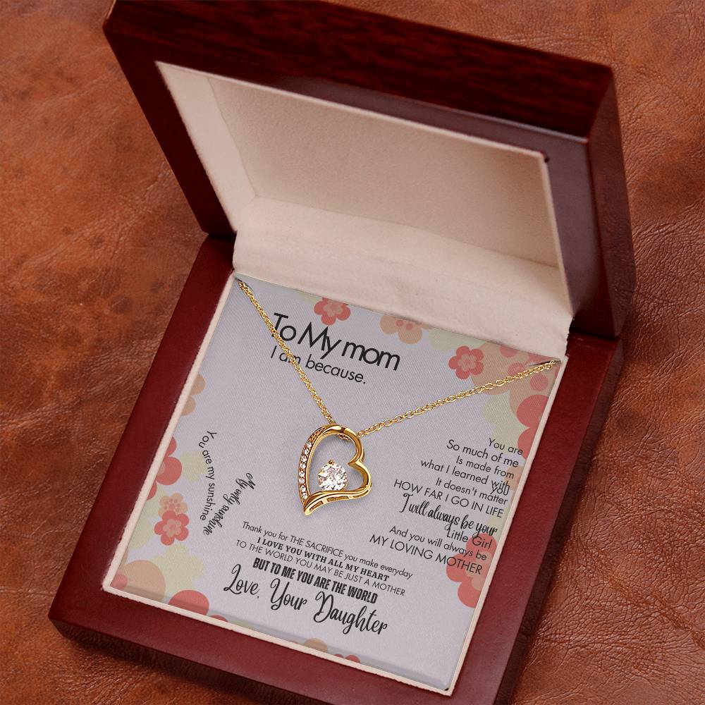 To My Mom - Forever Love Necklace + Sweet Devotion Flower Bouquet Bundle