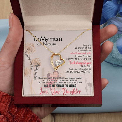 To My Mom - Forever Love Necklace + Sweet Devotion Flower Bouquet Bundle