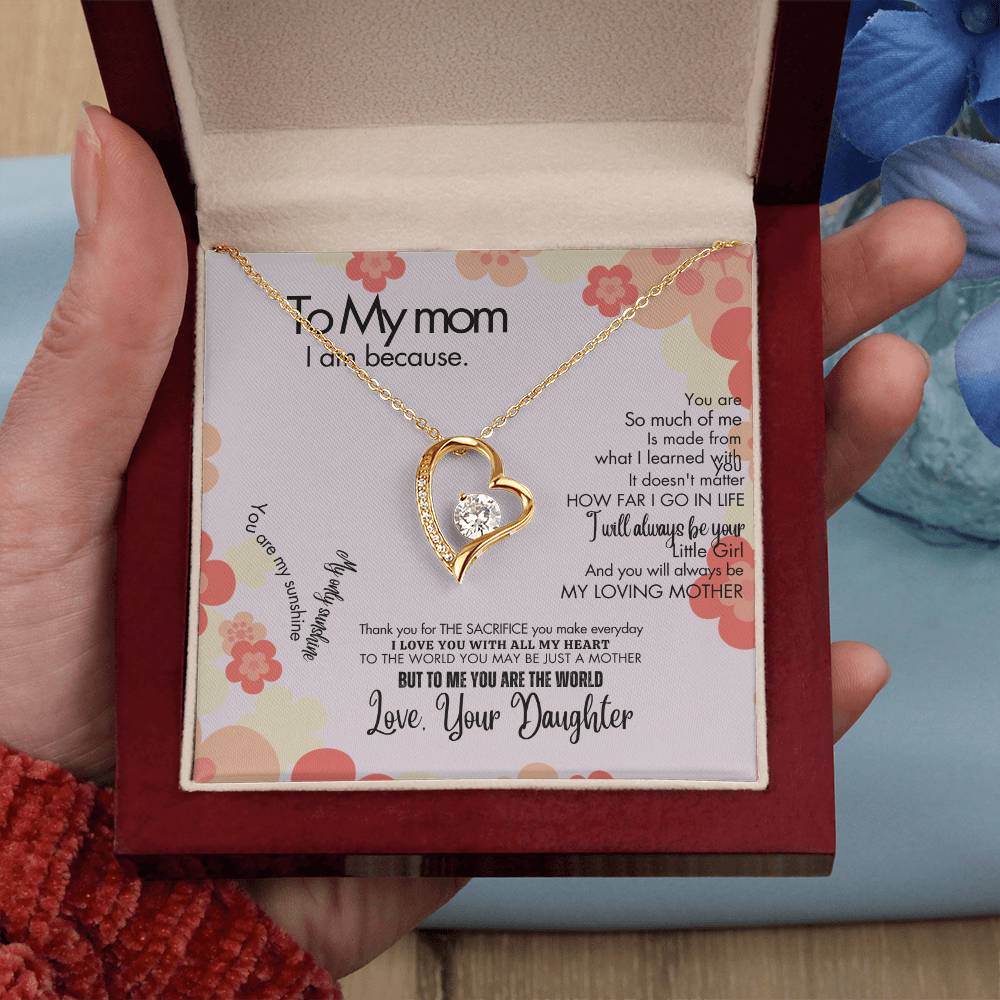 To My Mom - Forever Love Necklace + Sweet Devotion Flower Bouquet Bundle