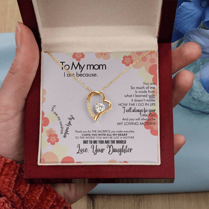 To My Mom - Forever Love Necklace + Sweet Devotion Flower Bouquet Bundle