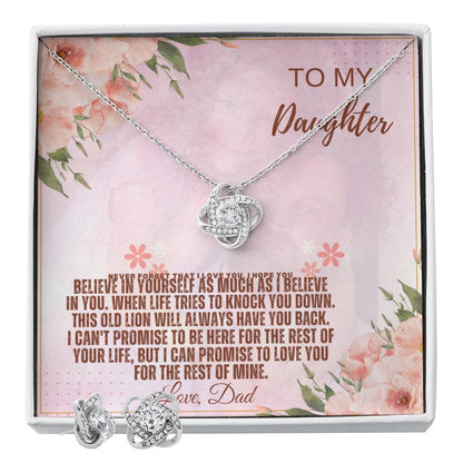 To My Daughter - Love Knot Earring &amp; Necklace Set