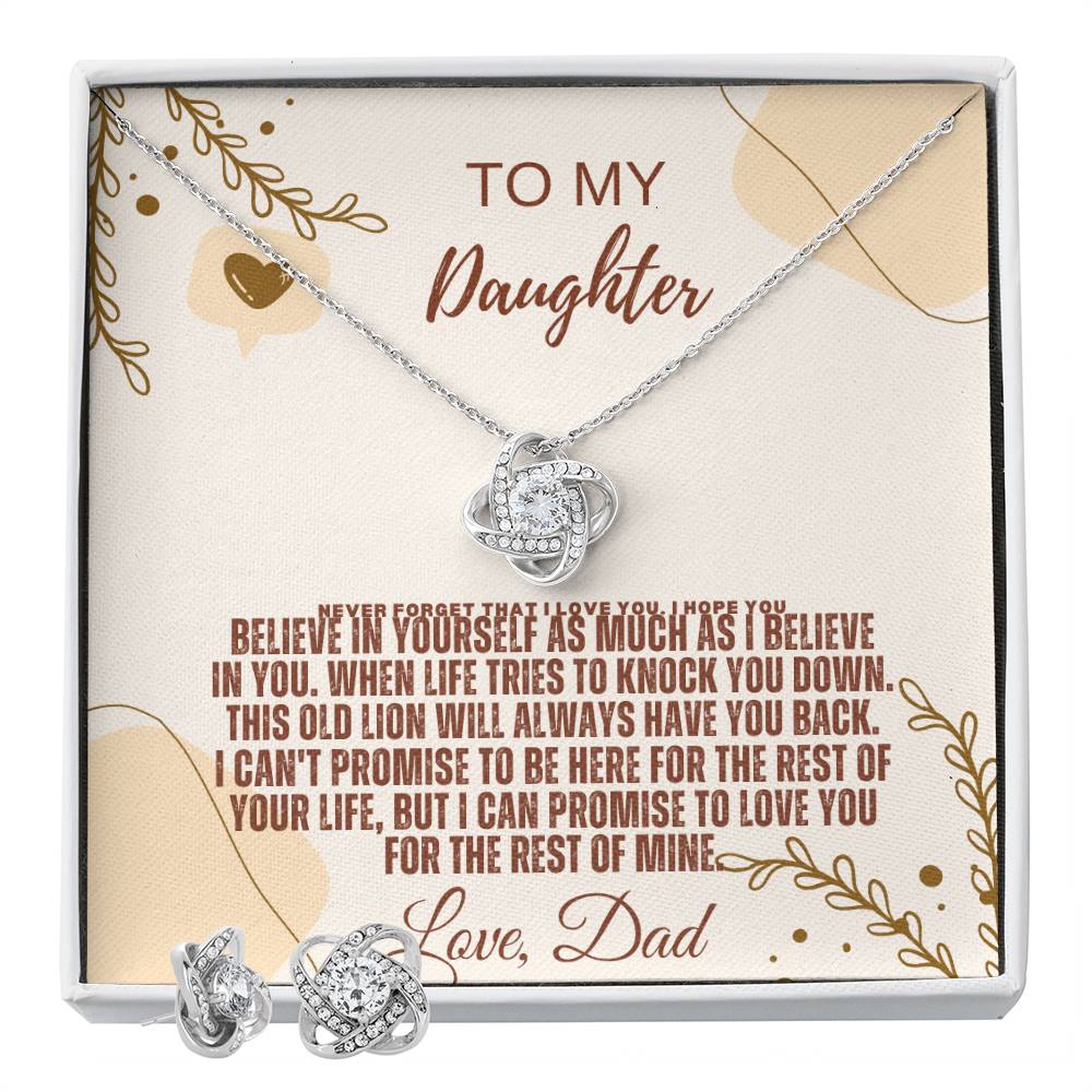 To My Daughter - Love Knot Earring &amp; Necklace Set