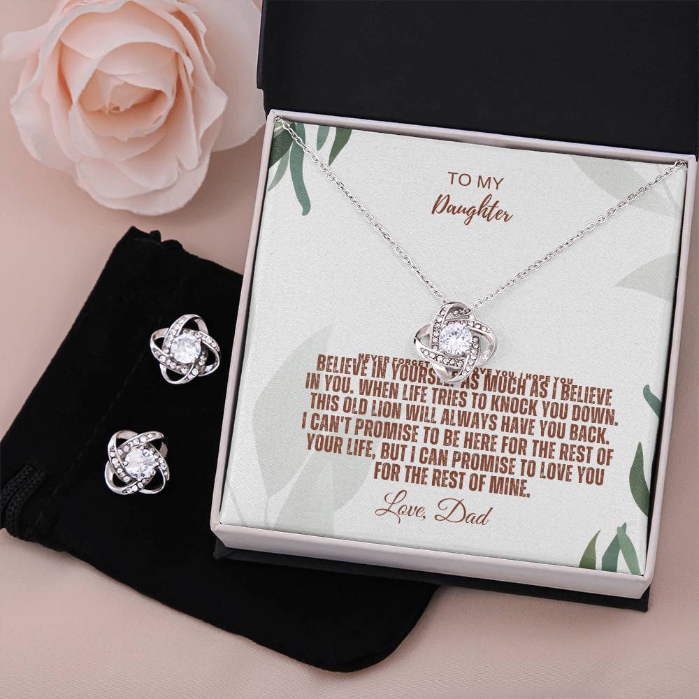 To My Daughter - Love Knot Earring &amp; Necklace Set