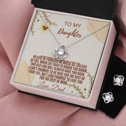 To My Daughter - Love Knot Earring &amp; Necklace Set