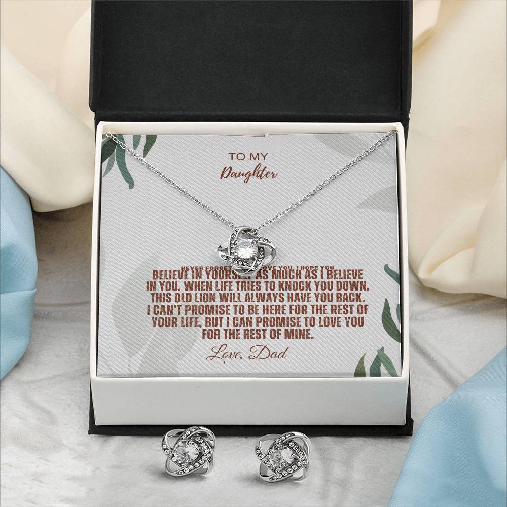 To My Daughter - Love Knot Earring &amp; Necklace Set