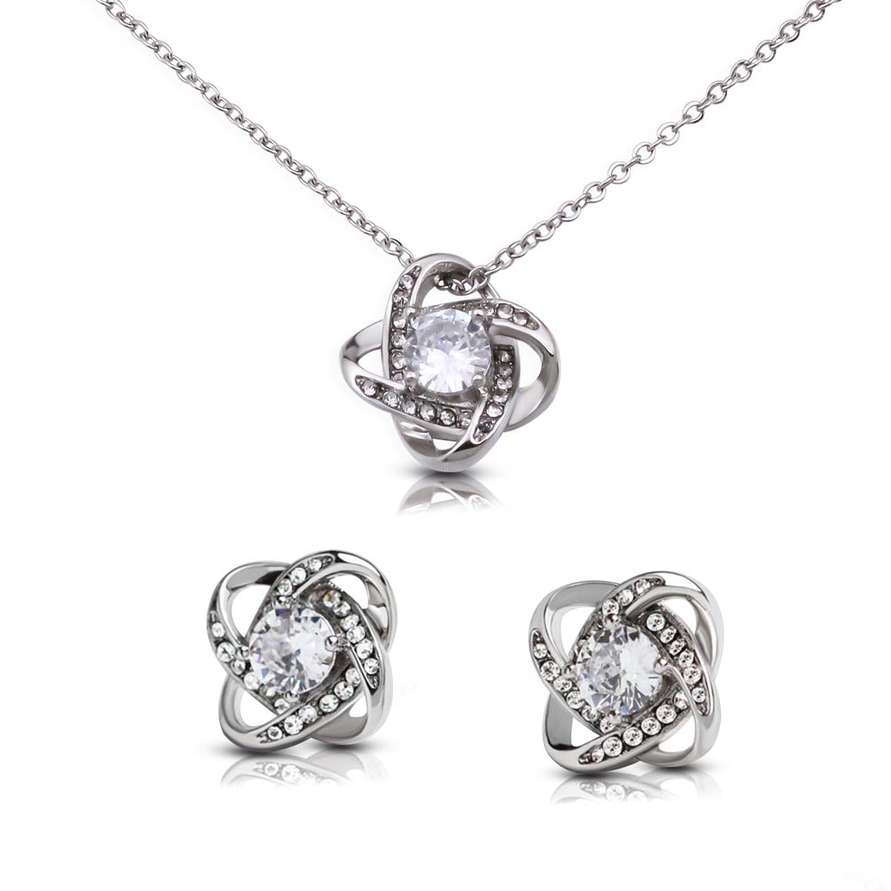 To My Daughter - Love Knot Earring &amp; Necklace Set