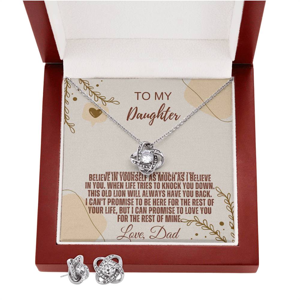 To My Daughter - Love Knot Earring &amp; Necklace Set