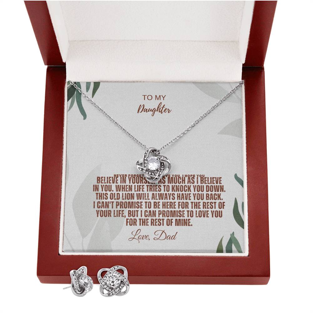 To My Daughter - Love Knot Earring &amp; Necklace Set