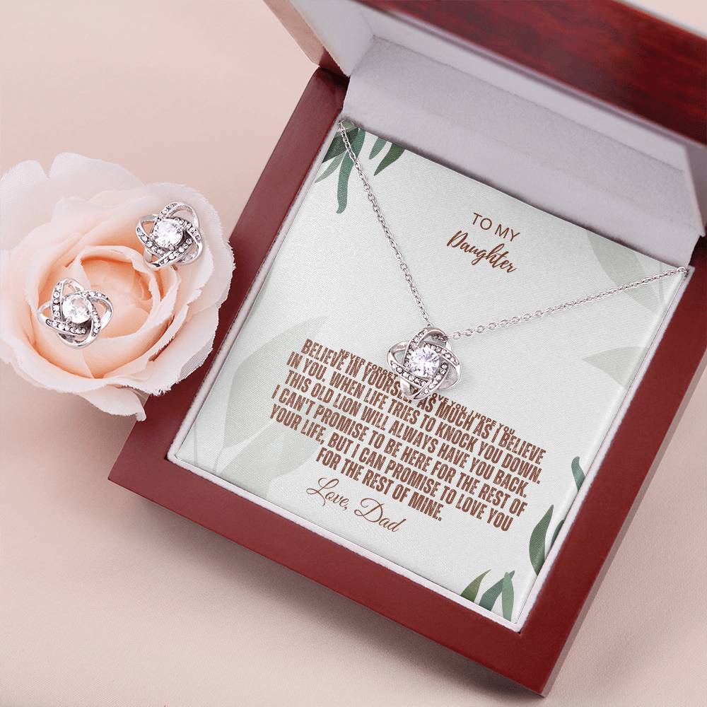 To My Daughter - Love Knot Earring &amp; Necklace Set