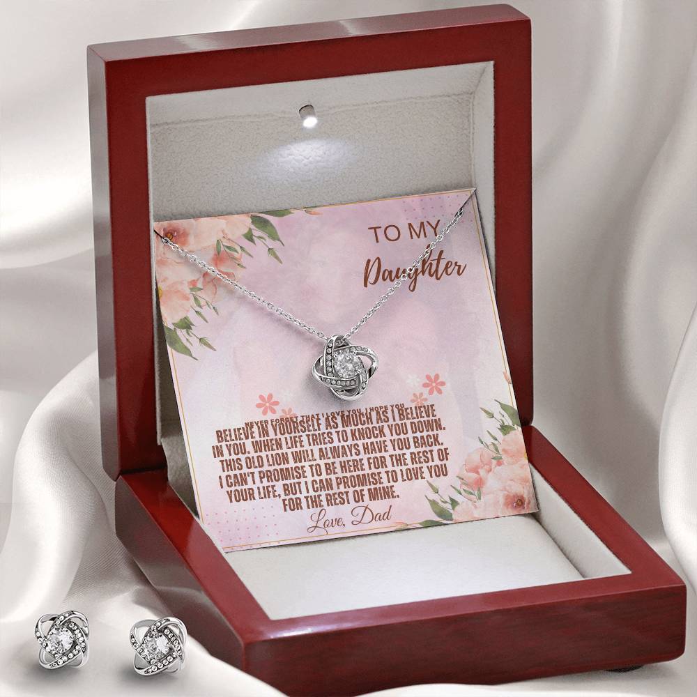 To My Daughter - Love Knot Earring &amp; Necklace Set