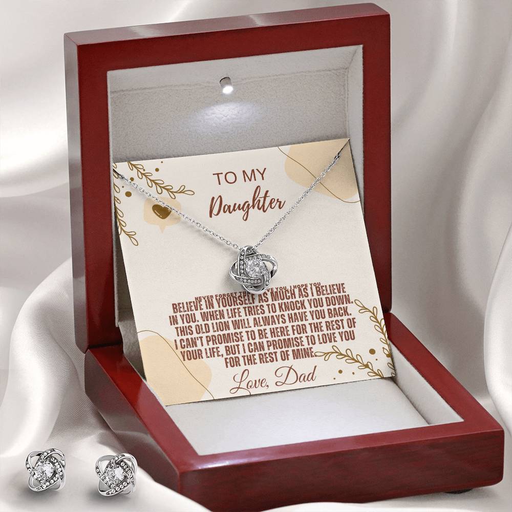 To My Daughter - Love Knot Earring &amp; Necklace Set