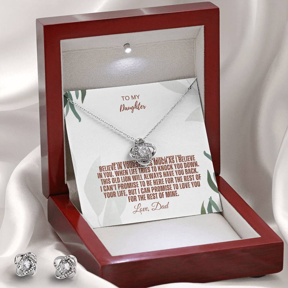 To My Daughter - Love Knot Earring &amp; Necklace Set