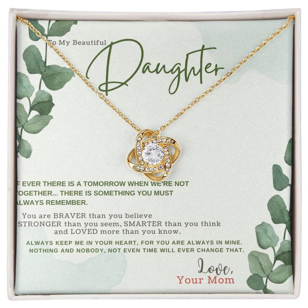 To My Beautiful Daughter - Love Knot Necklace (Yellow &amp; White Gold Variants)