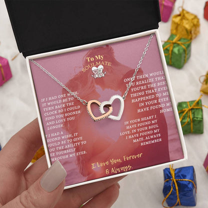 To My Soulmates - Interlocking Hearts Necklace (Yellow &amp; White Gold Variants)