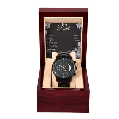 To My Dad - Black Chronograph Watch + MC (NO ENGRAVING)