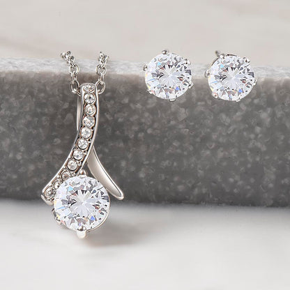 To My Grandaughter -Alluring Beauty + Clear CZ Earrings