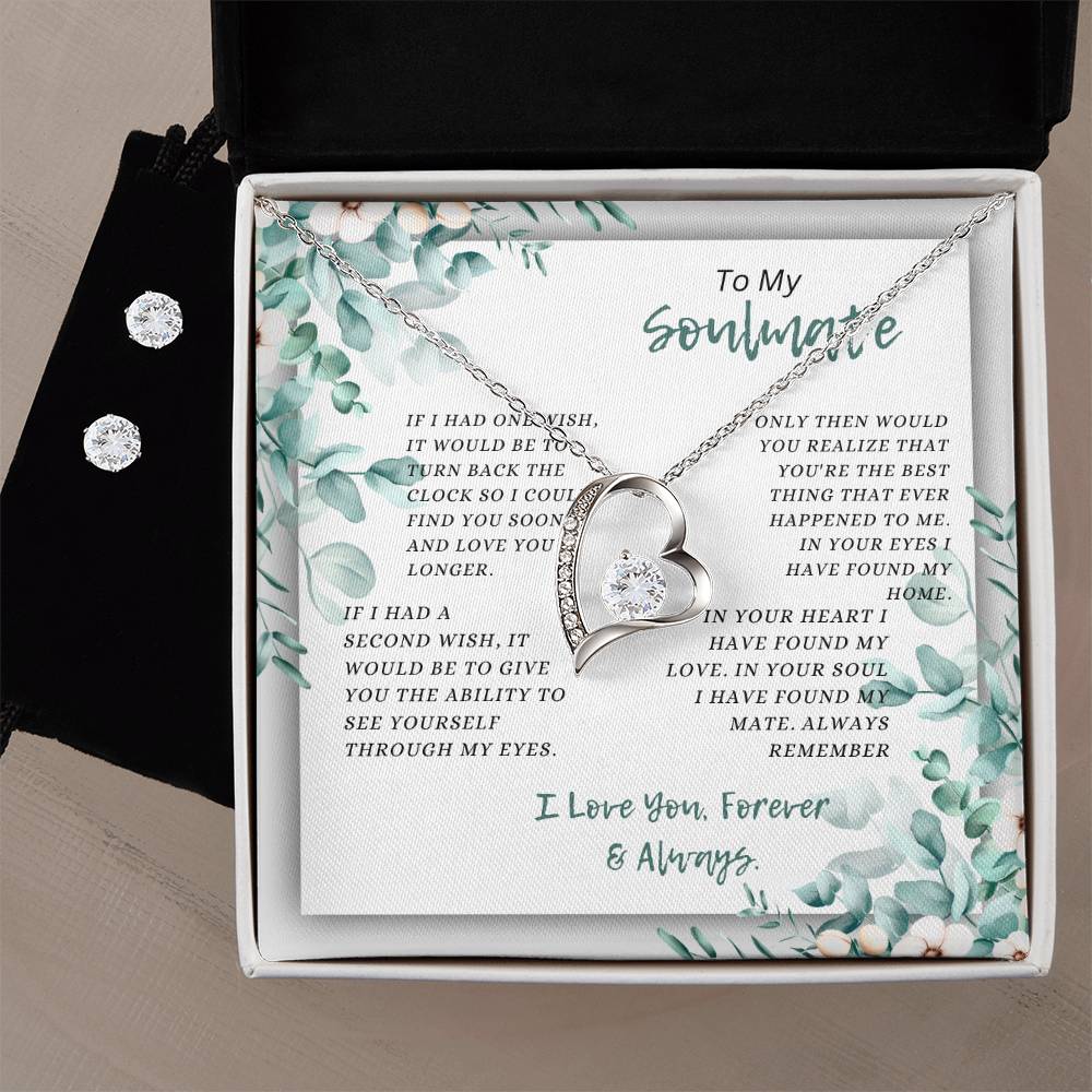 To My Soulmate Love Knot Necklace + Flower Bouquet Bundle