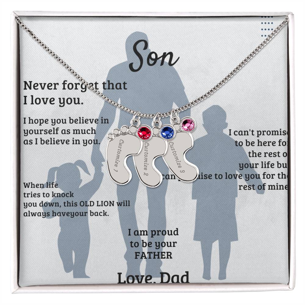 Son -Engraved Baby Feet with Birthstones (w/MC)