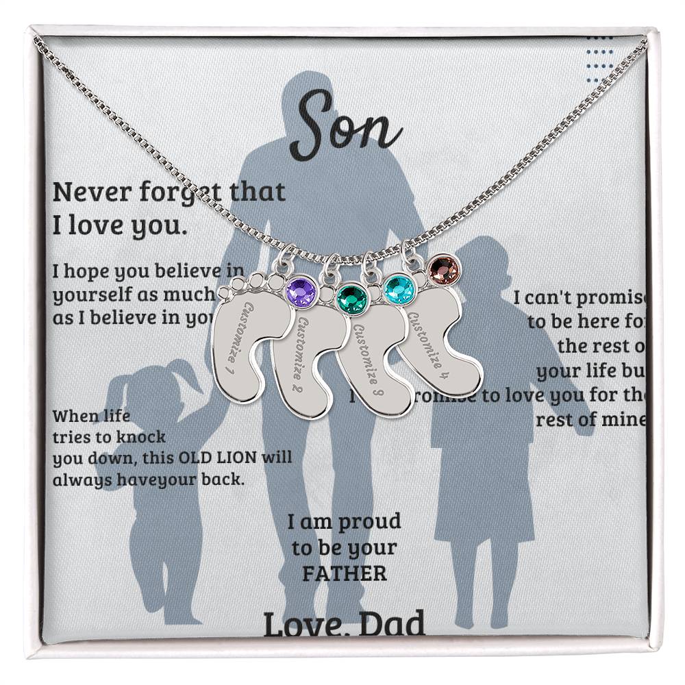 Son -Engraved Baby Feet with Birthstones (w/MC)