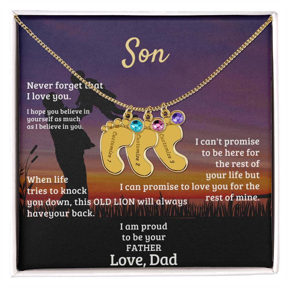 Son -Engraved Baby Feet with Birthstones (w/MC)