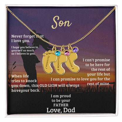 Son -Engraved Baby Feet with Birthstones (w/MC)