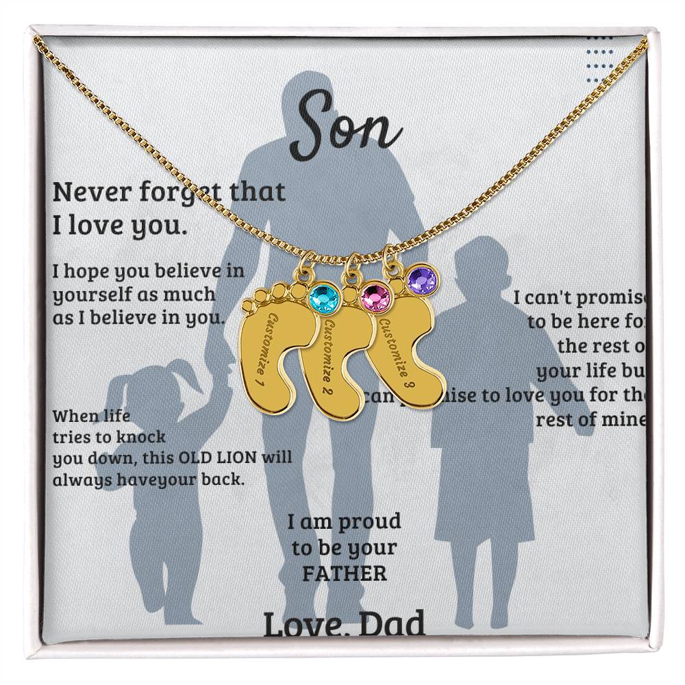 Son -Engraved Baby Feet with Birthstones (w/MC)