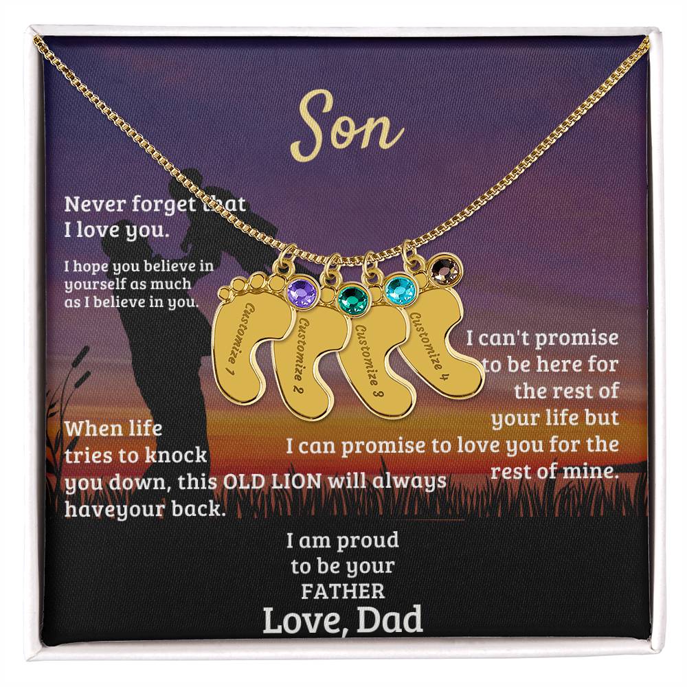 Son -Engraved Baby Feet with Birthstones (w/MC)