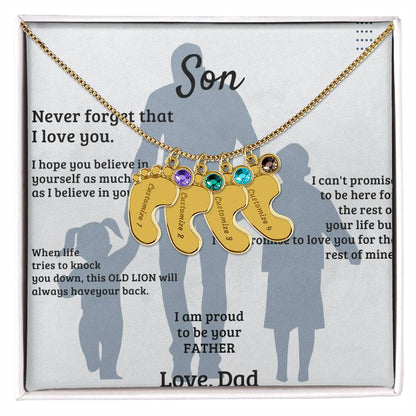 Son -Engraved Baby Feet with Birthstones (w/MC)