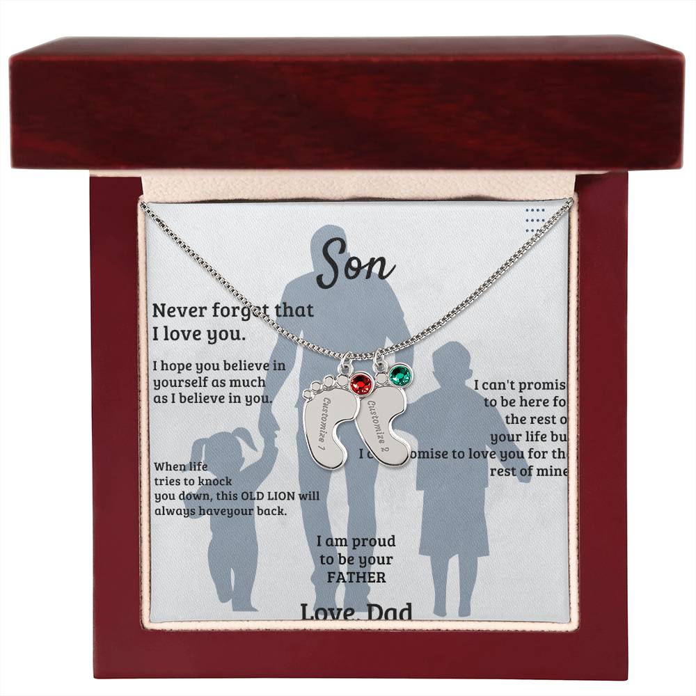 Son -Engraved Baby Feet with Birthstones (w/MC)