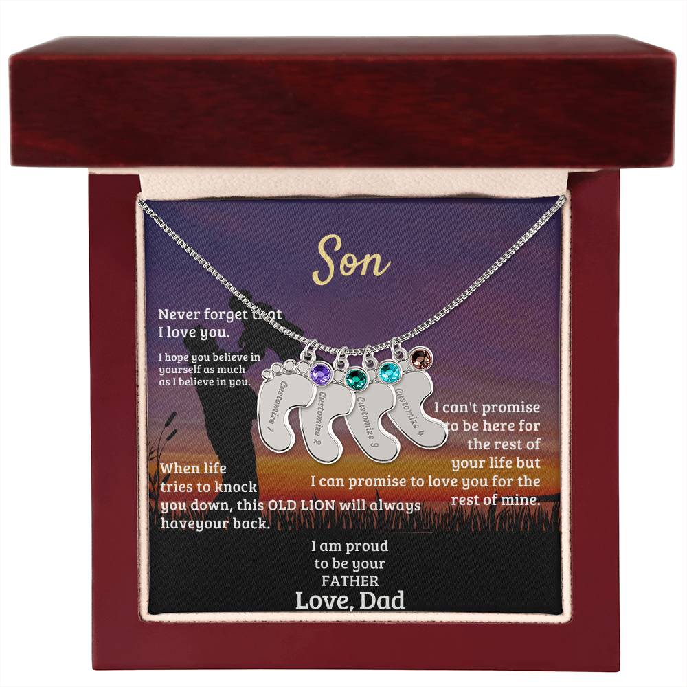 Son -Engraved Baby Feet with Birthstones (w/MC)