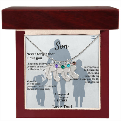 Son -Engraved Baby Feet with Birthstones (w/MC)