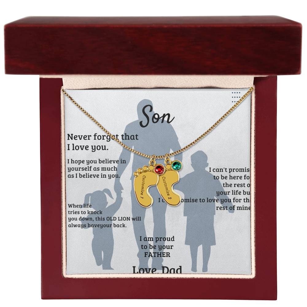 Son -Engraved Baby Feet with Birthstones (w/MC)