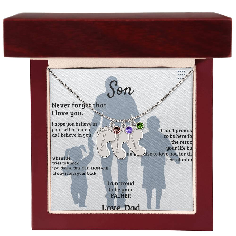 Son -Engraved Baby Feet with Birthstones (w/MC)