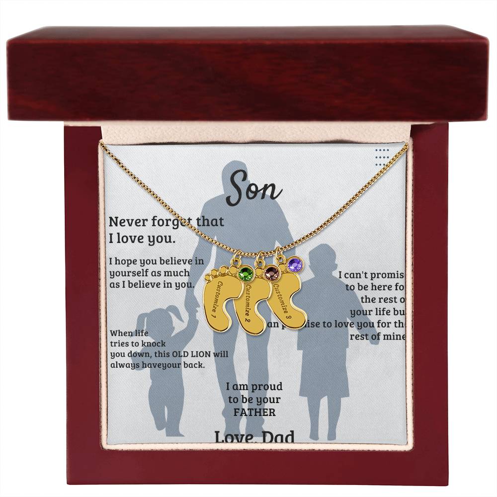 Son -Engraved Baby Feet with Birthstones (w/MC)