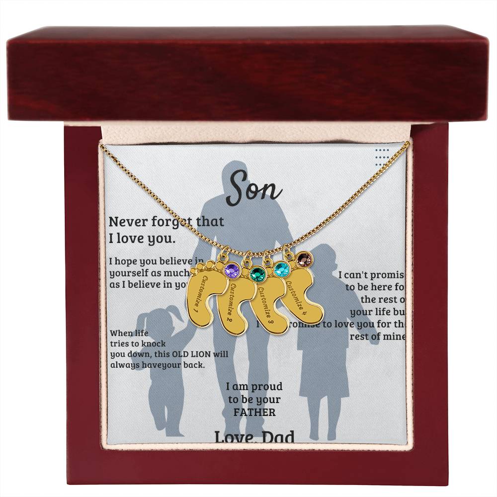 Son -Engraved Baby Feet with Birthstones (w/MC)