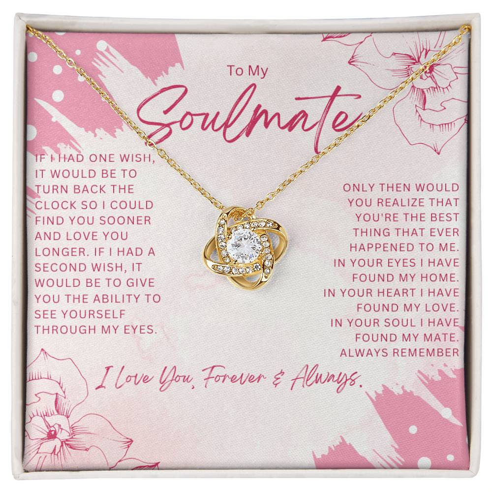 To My Soulmate Love Knot Necklace + Flower Bouquet Bundle