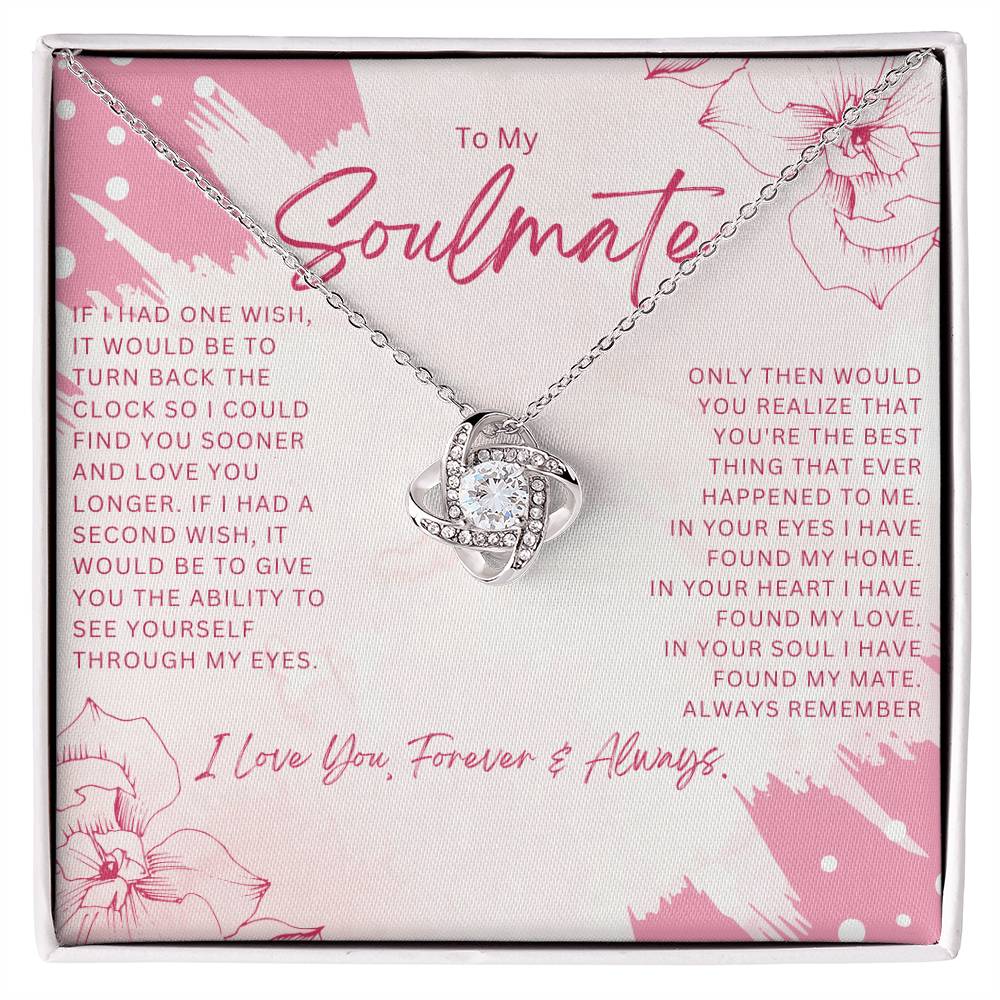 To My Soulmate Love Knot Necklace + Flower Bouquet Bundle