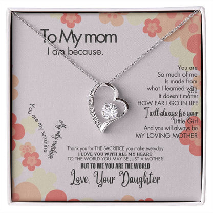 To My Mom - Forever Love Necklace + Sweet Devotion Flower Bouquet Bundle