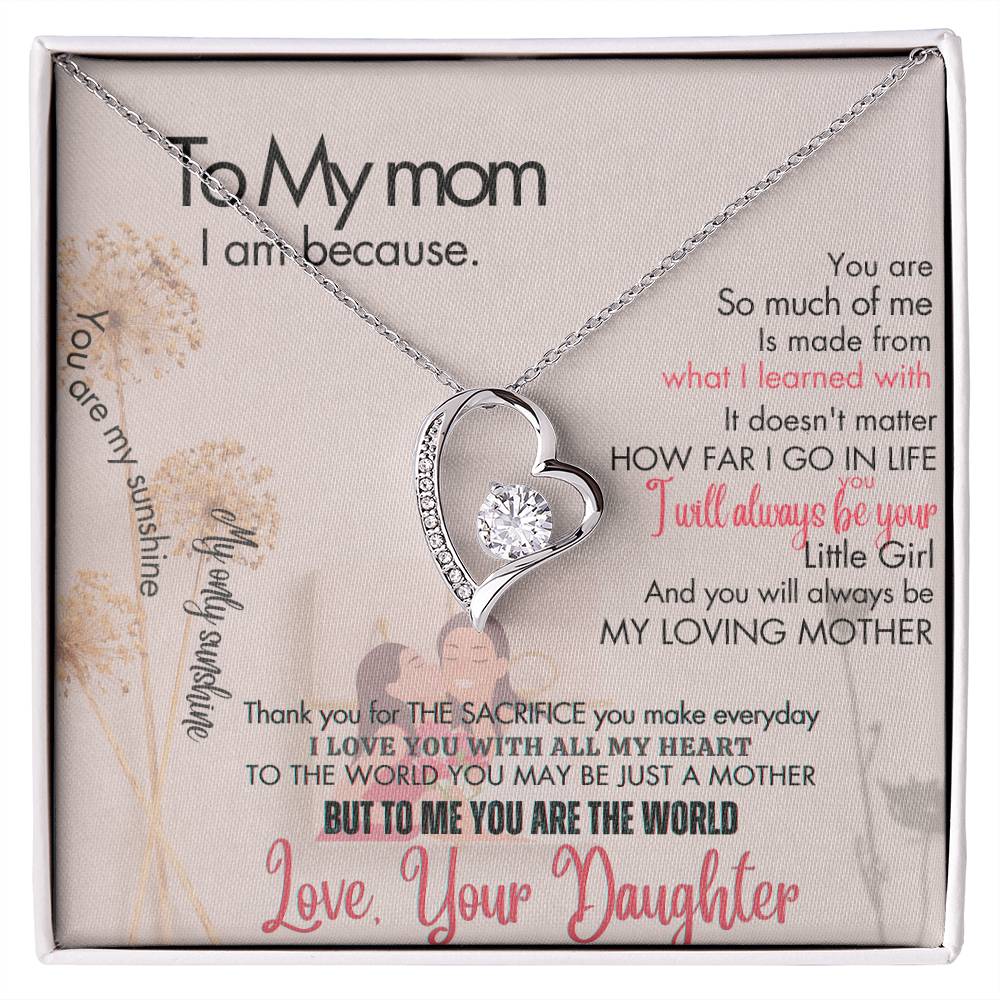 To My Mom - Forever Love Necklace + Sweet Devotion Flower Bouquet Bundle