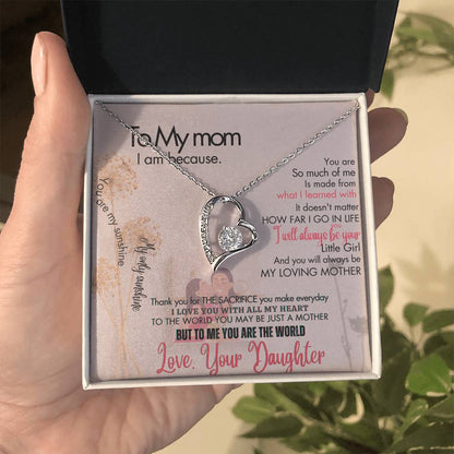 To My Mom - Forever Love Necklace + Sweet Devotion Flower Bouquet Bundle