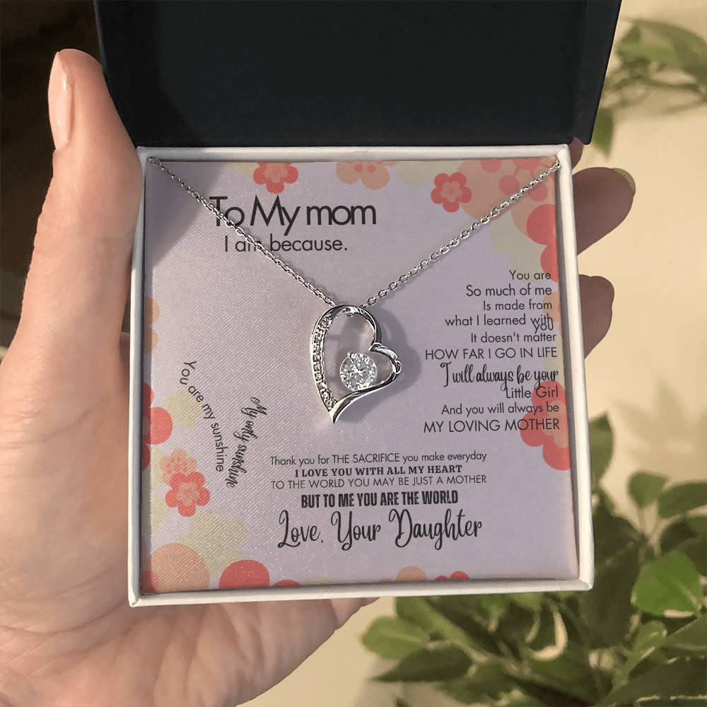 To My Mom - Forever Love Necklace + Sweet Devotion Flower Bouquet Bundle