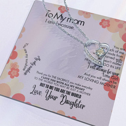 To My Mom - Forever Love Necklace + Sweet Devotion Flower Bouquet Bundle