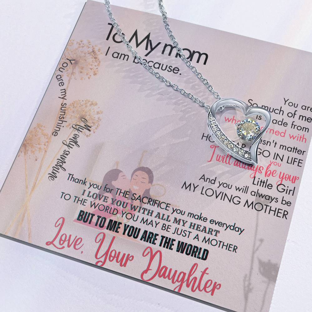 To My Mom - Forever Love Necklace + Sweet Devotion Flower Bouquet Bundle