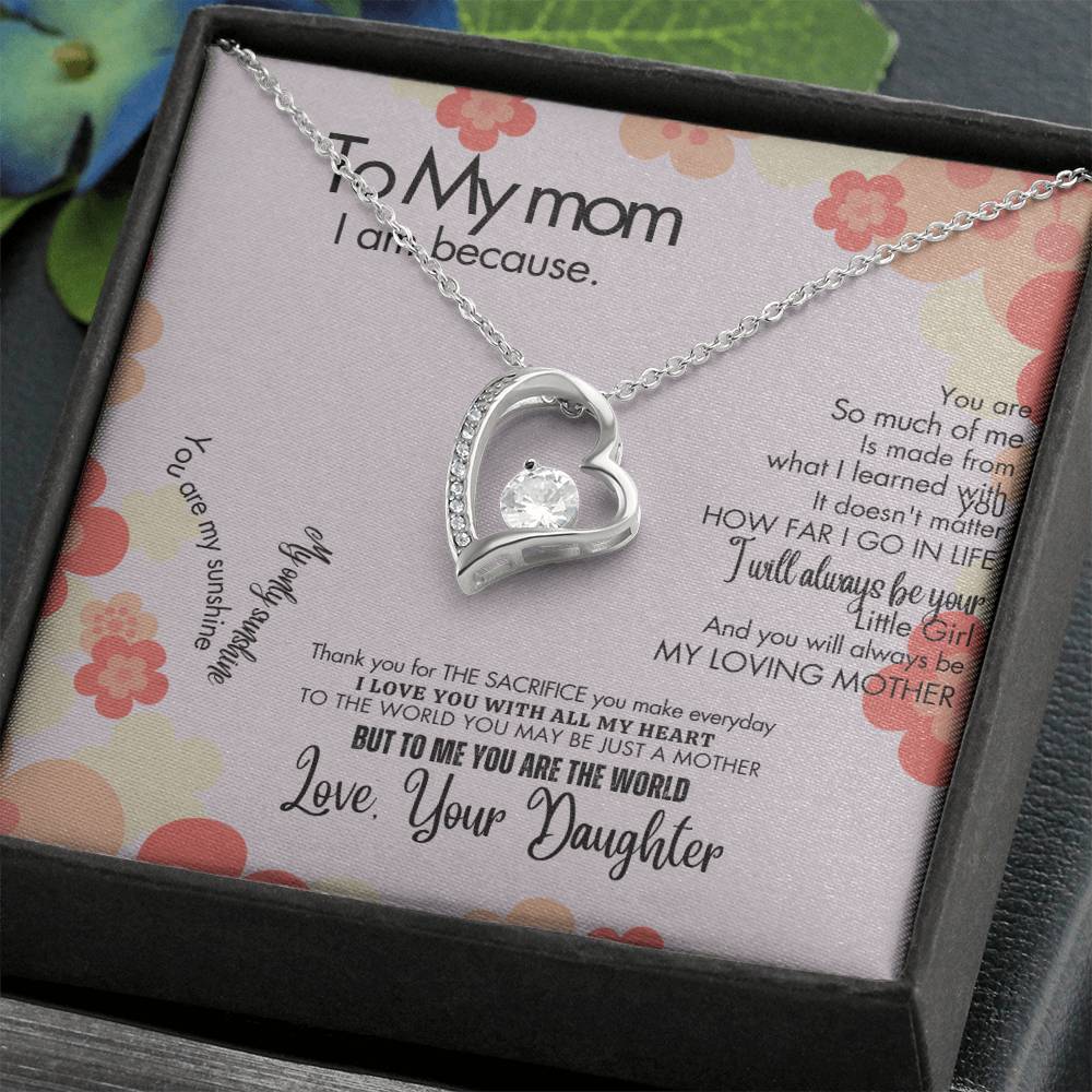 To My Mom - Forever Love Necklace + Sweet Devotion Flower Bouquet Bundle