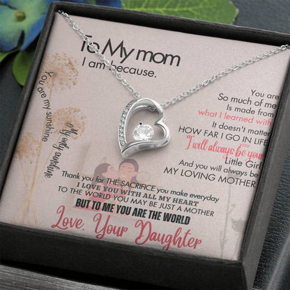 To My Mom - Forever Love Necklace + Sweet Devotion Flower Bouquet Bundle