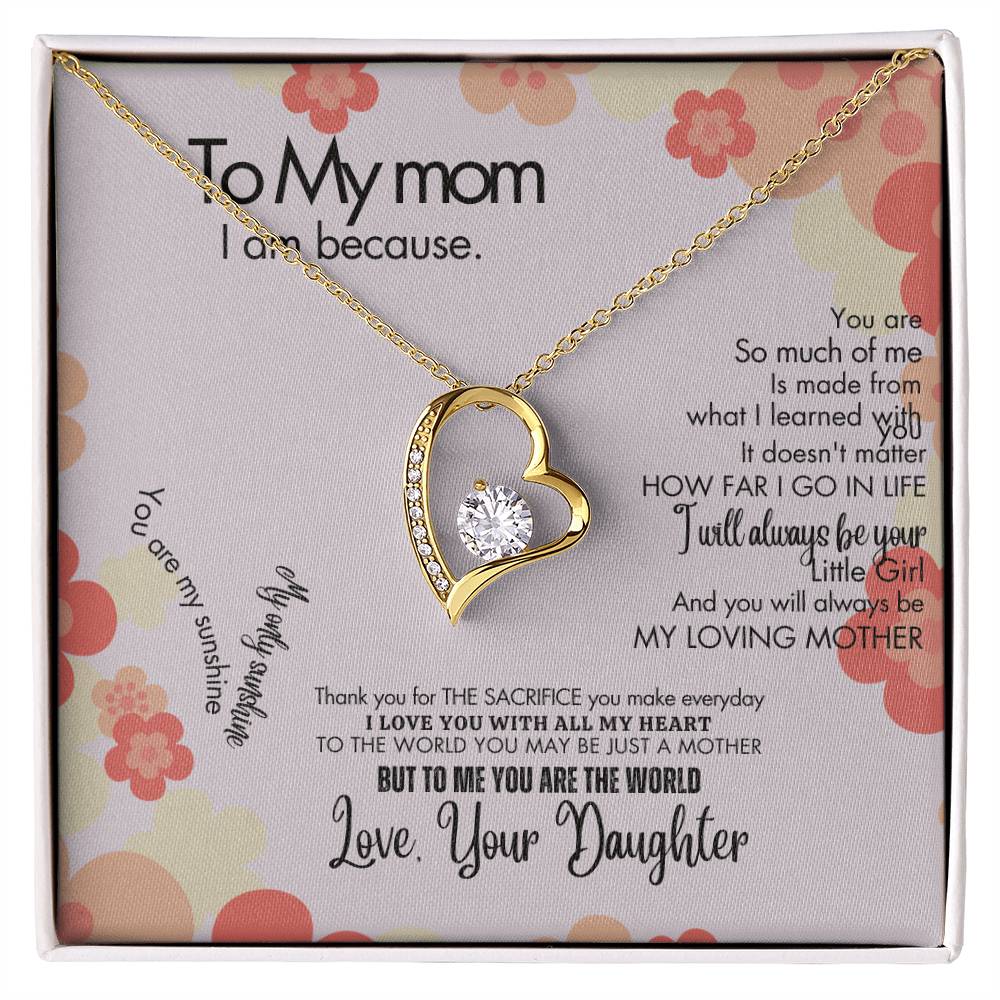 To My Mom - Forever Love Necklace + Sweet Devotion Flower Bouquet Bundle