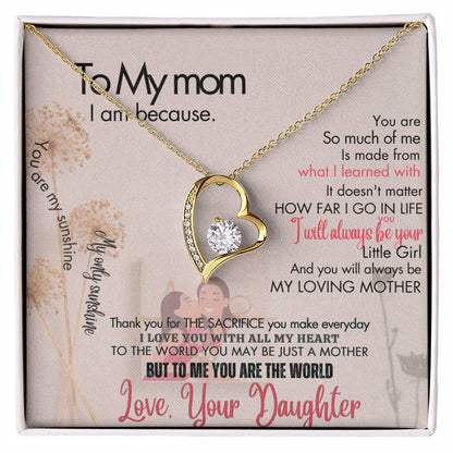 To My Mom - Forever Love Necklace + Sweet Devotion Flower Bouquet Bundle